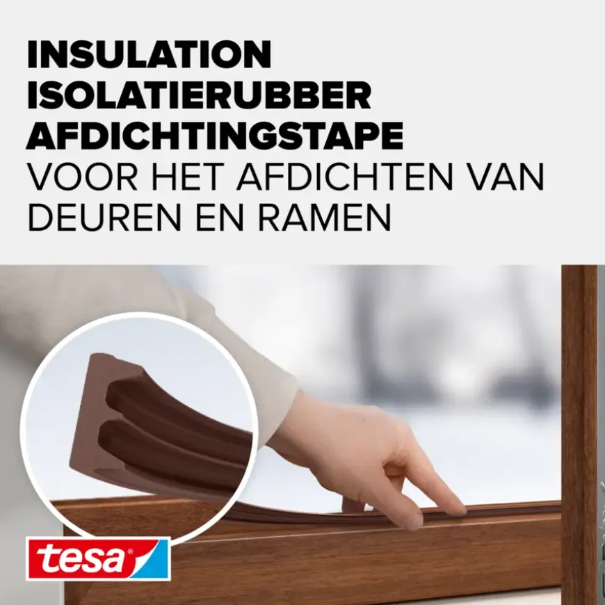 Tesa Tochtband E-profiel zelfklevend bruin 25m