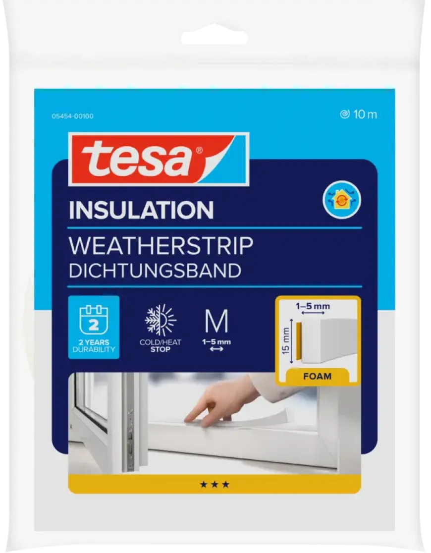 Tesa Tochtband I-profiel zelfklevend wit 15mm x 10m