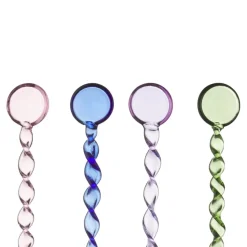 Geen Theelepel glas set van 4 roze, blauw, paars en groen