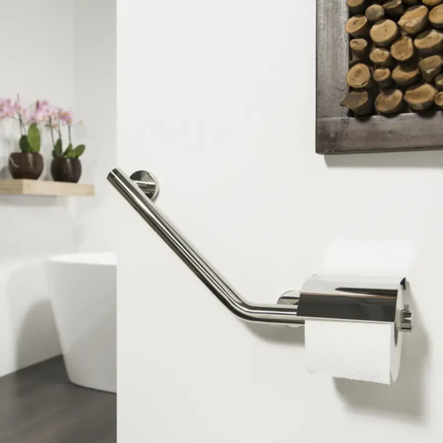 Tiger Boston Comfort en Safety toiletrolhouder met steun links chroom
