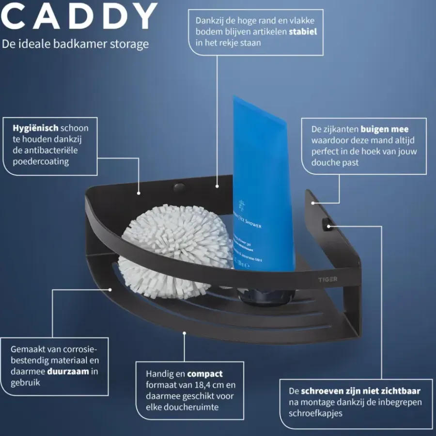 Tiger Caddy Hoekkorf Zwart RVS