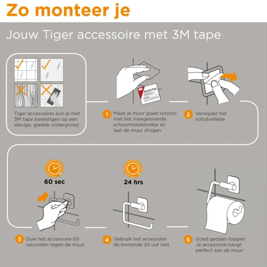 Tiger handdoekhouder Colar RVS