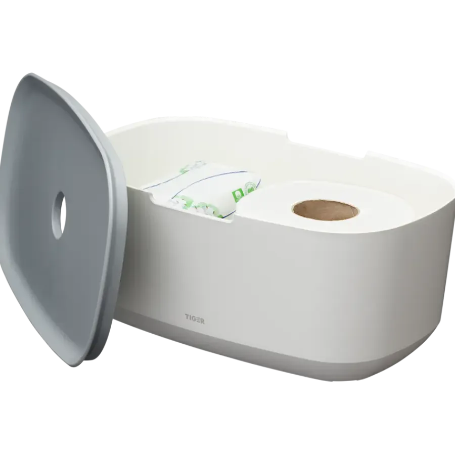 Tiger Opbergbox TESS met deksel wit/lichtgrijs