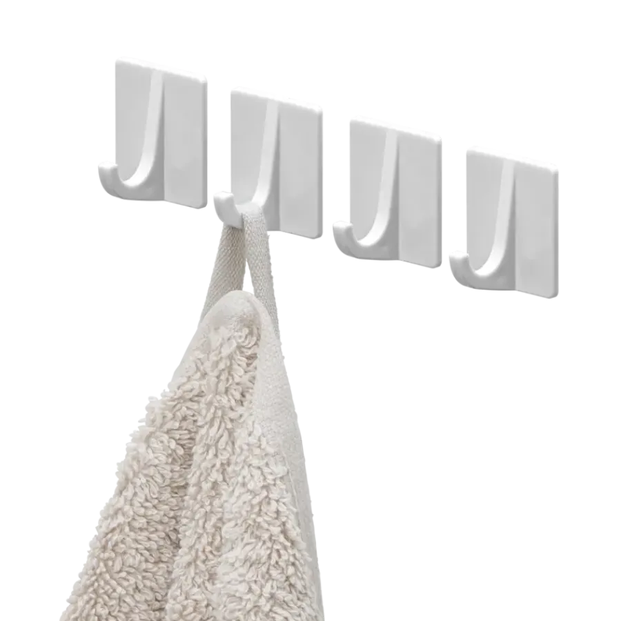 Tiger ophang haak Baseline Rectangle medium wit ABS set van 4