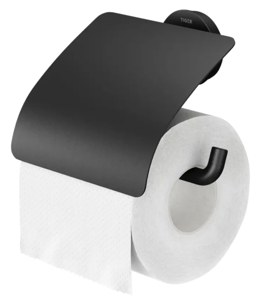 Tiger Orion Toiletrolhouder met klep - Zwart