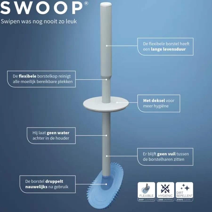 Tiger Toiletborstelhouder TESS met Swoop borstel flexibel wit/ lichtgrijs