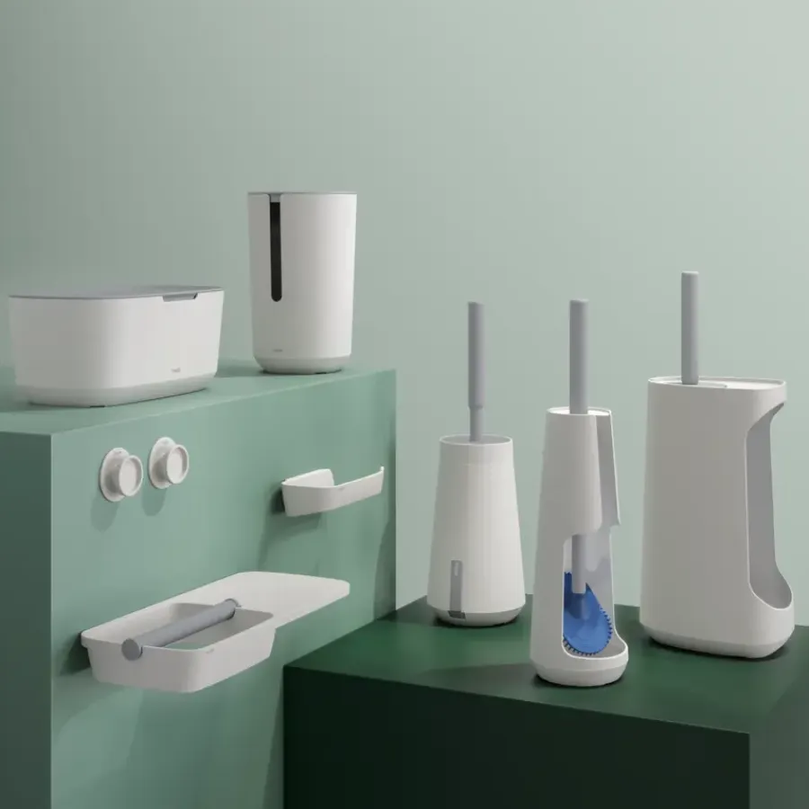 Tiger Toiletborstelhouder TESS vrijstaand met Swoop borstel wit/lichtgrijs