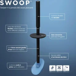 Tiger Toiletborstelhouder TESS met opbergfunctie vrijstaand en Swoop borstel flexibel blauw/zwart