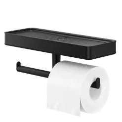 Tiger toiletrolhouder Carv met planchet Zwart
