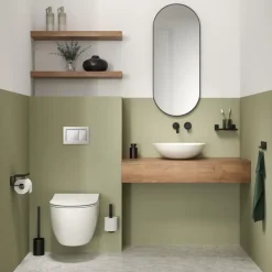 Tiger toiletrolhouder Colar met planchet Zwart