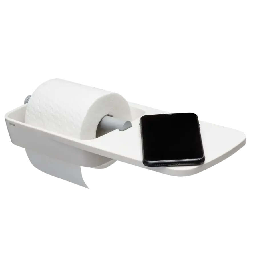 Tiger Toiletrolhouder TESS met planchet wit/lichtgrijs