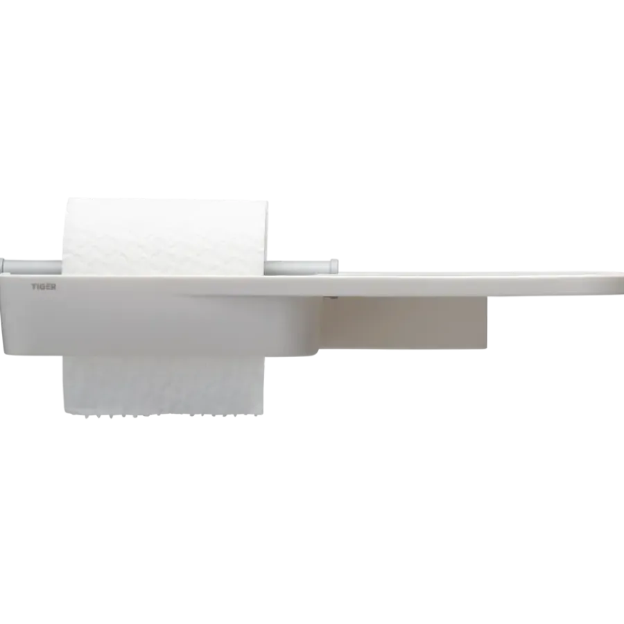 Tiger Toiletrolhouder TESS met planchet wit/lichtgrijs