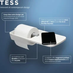 Tiger Toiletrolhouder TESS met planchet wit/lichtgrijs