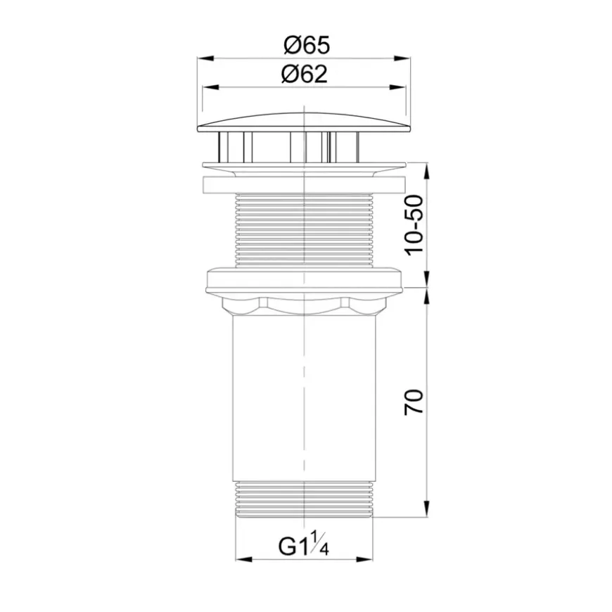 Tiger verlengde lavabo plug 1/4" van 30 tot 55 mm chroom