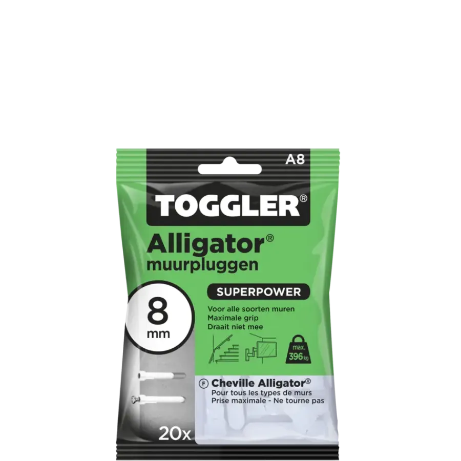 Toggler alligatorplug A8 8 mm 20 stuks