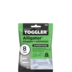 Toggler Alligatorplug 8mm met schroef 6 st.