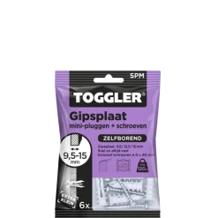Toggler gipsplaatplug mini SPM 9.5-15 mm met schroeven 6 stuks