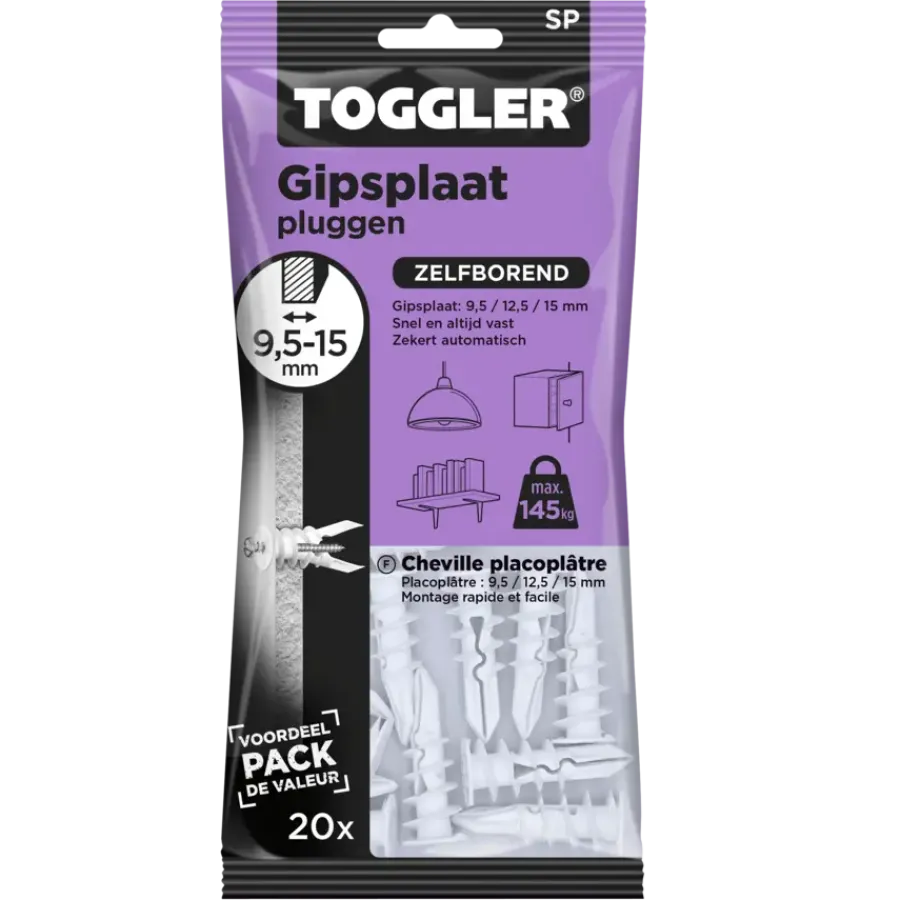 Toggler gipsplaatplug SP 9.5-15 mm 20 stuks