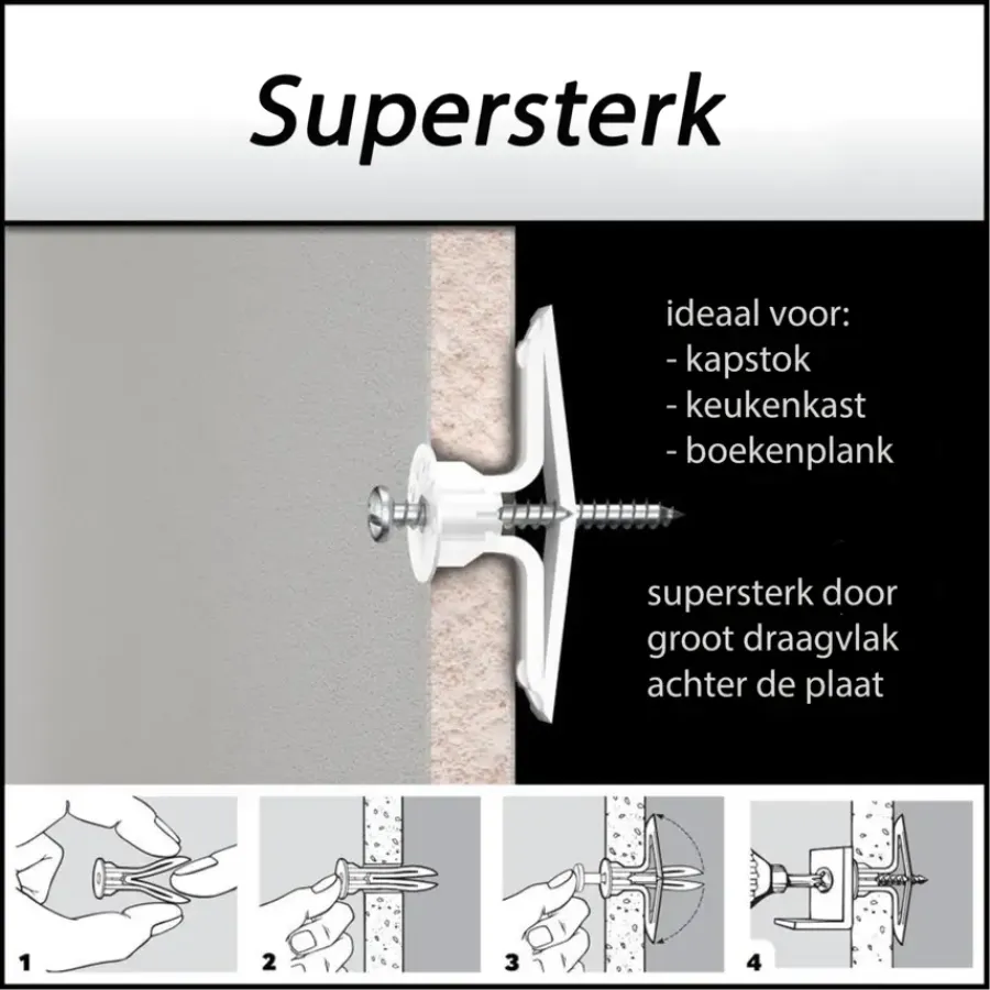 Toggler hollewandplug TB6 9-13 mm met schroeven 6 stuks