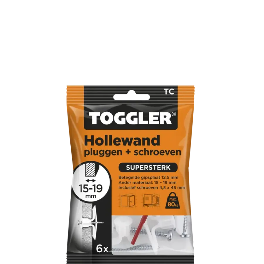 Toggler hollewandplug TC6 15-19 mm 6 stuks