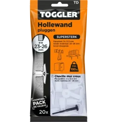 Toggler hollewandplug TD20 23-26 mm 20 stuks