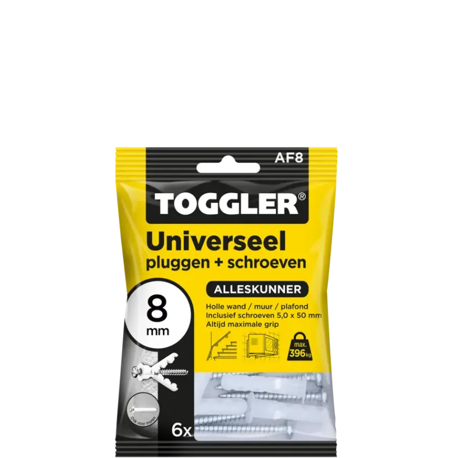 Toggler Universeelplug 8mm met schroef 6 st.