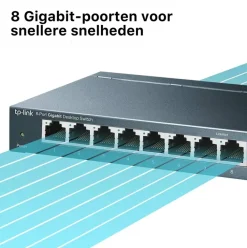 TP-Link 10/100/1000 Mbps Desktop switch met 8 aansluitingen TL-SG108
