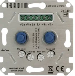 Tradim LED duo muurdimmer inclusief hotelschakeling 2494HH