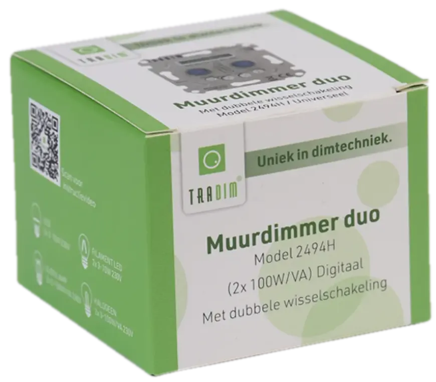 Tradim LED duo muurdimmer inclusief hotelschakeling 2494HH