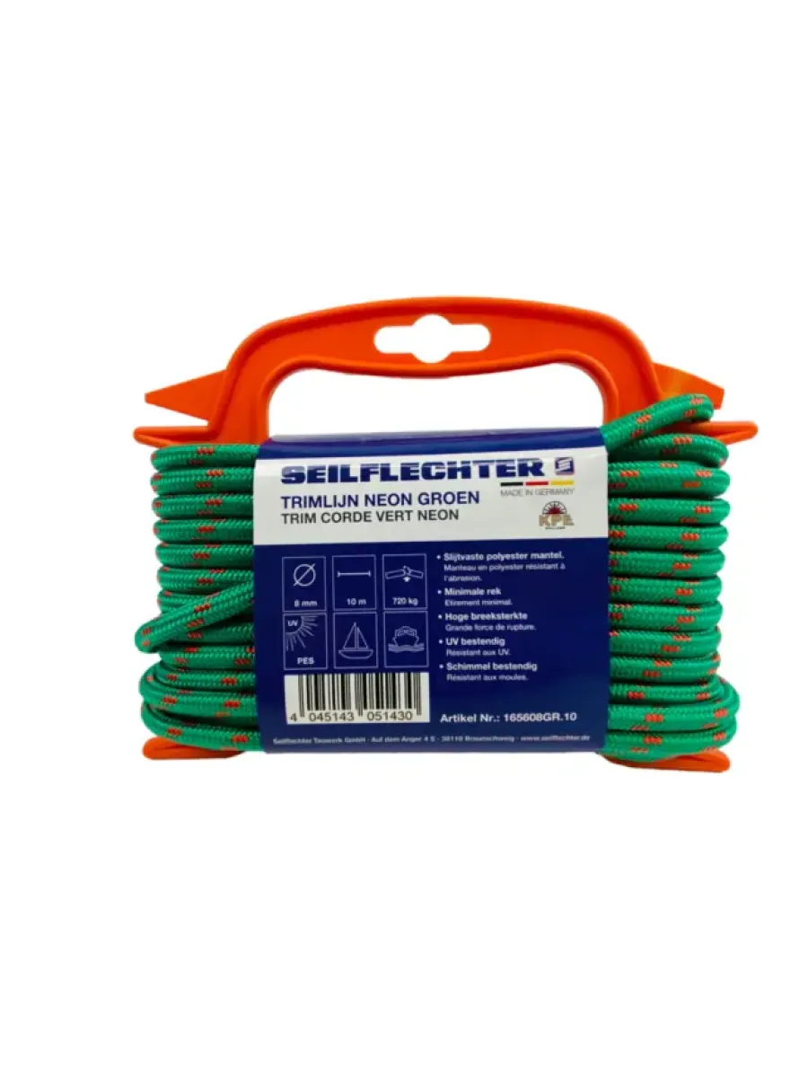 Seilflechter TRIMLIJN-SURF 8MM NEON GROEN 10MTR