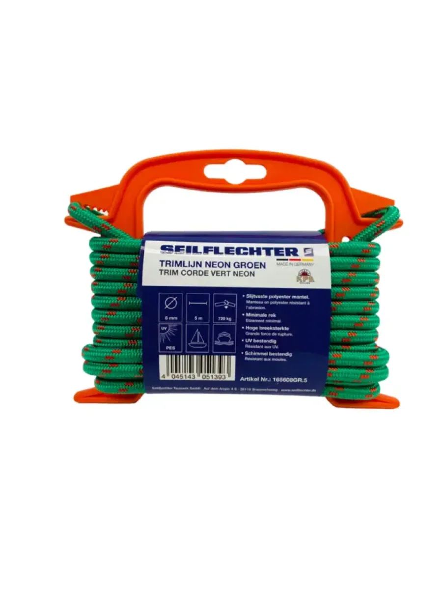 Seilflechter TRIMLIJN-SURF 8MM NEON GROEN 5MTR