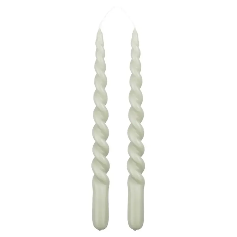 Geen Twist dinerkaars licht groen 2 stuks - h29xd2,2cm