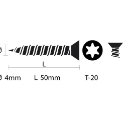 KARWEI Unischroef 4x50mm torx pk rvs 500st