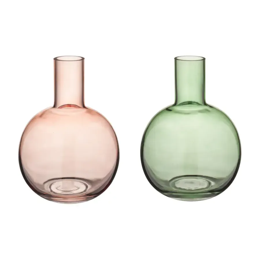 Geen Vaas glas bruin groen 17,5x17,5x23,5cm