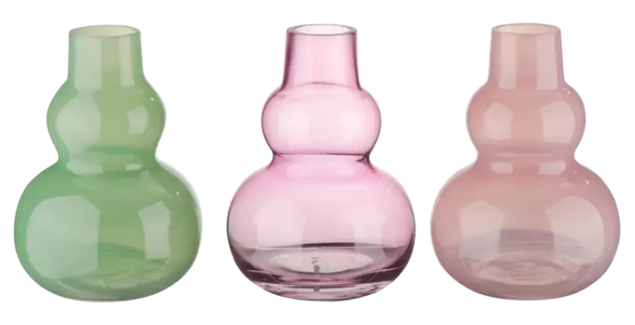Geen Vaas glas groen roze paars 13x13x17,5cm
