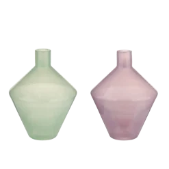 Geen Vaas glas paars groen 17.5x17.5x23cm