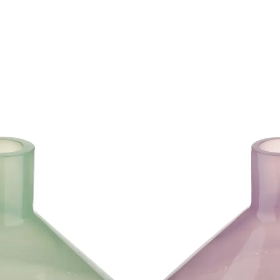 Geen Vaas glas paars groen 17.5x17.5x23cm