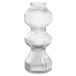 Geen Vaas glas ribbed - h40xd16cm