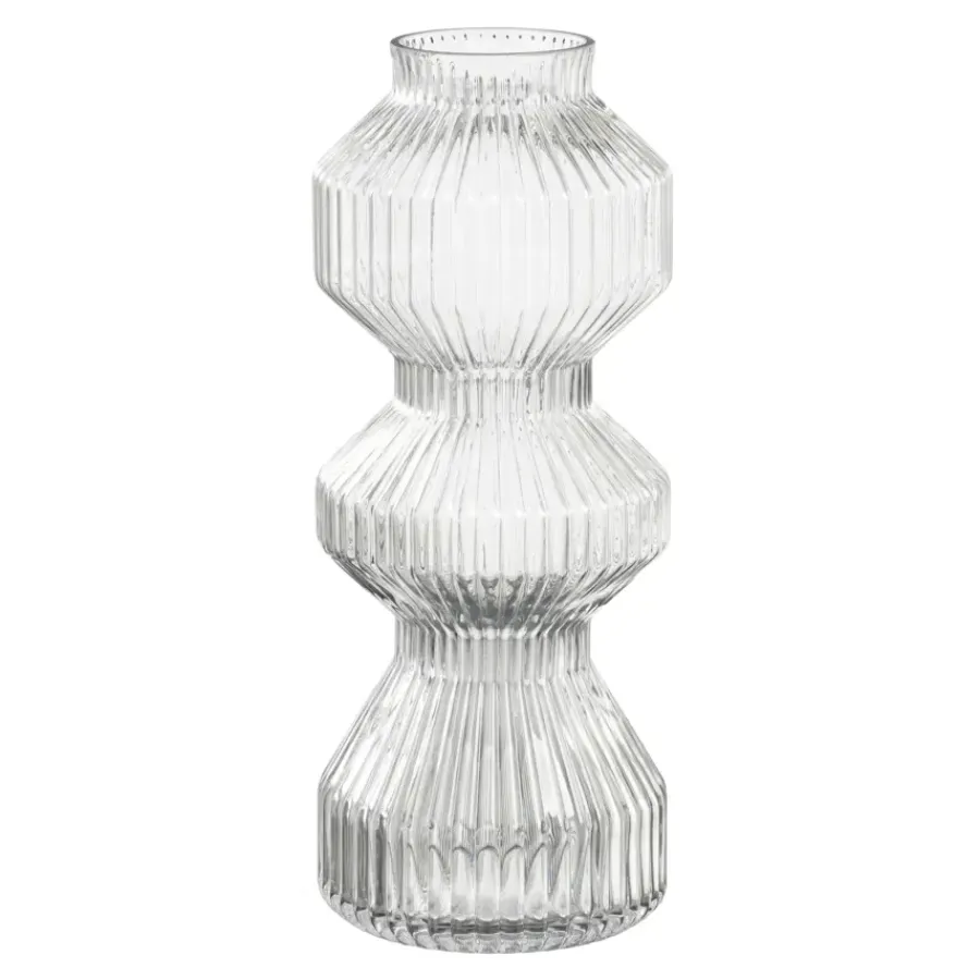 Geen Vaas glas ribbed - h40xd16cm