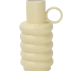 Geen Vaas keramiek geribbeld geel 18 cm