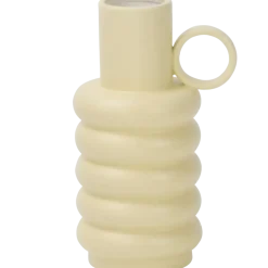 Geen Vaas keramiek geribbeld geel 18 cm