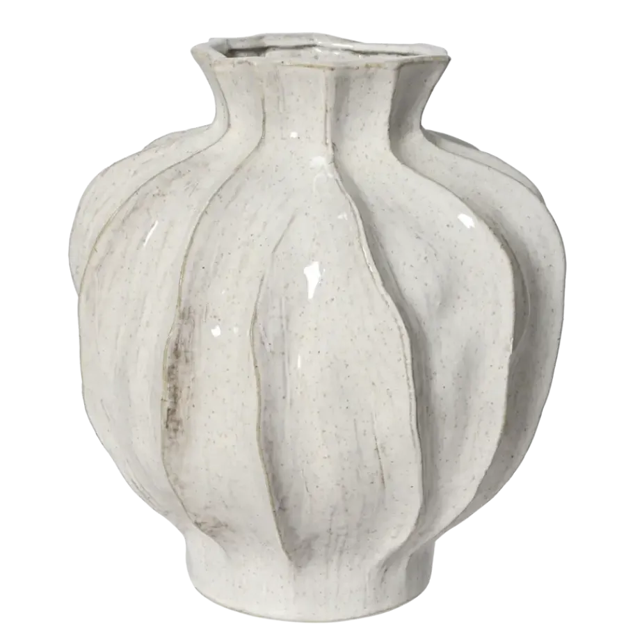 Decoris Vaas wit 26 cm glanzend keramiek