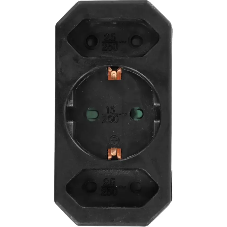 Verloopstekker 2x Euro + 1x RA Zwart