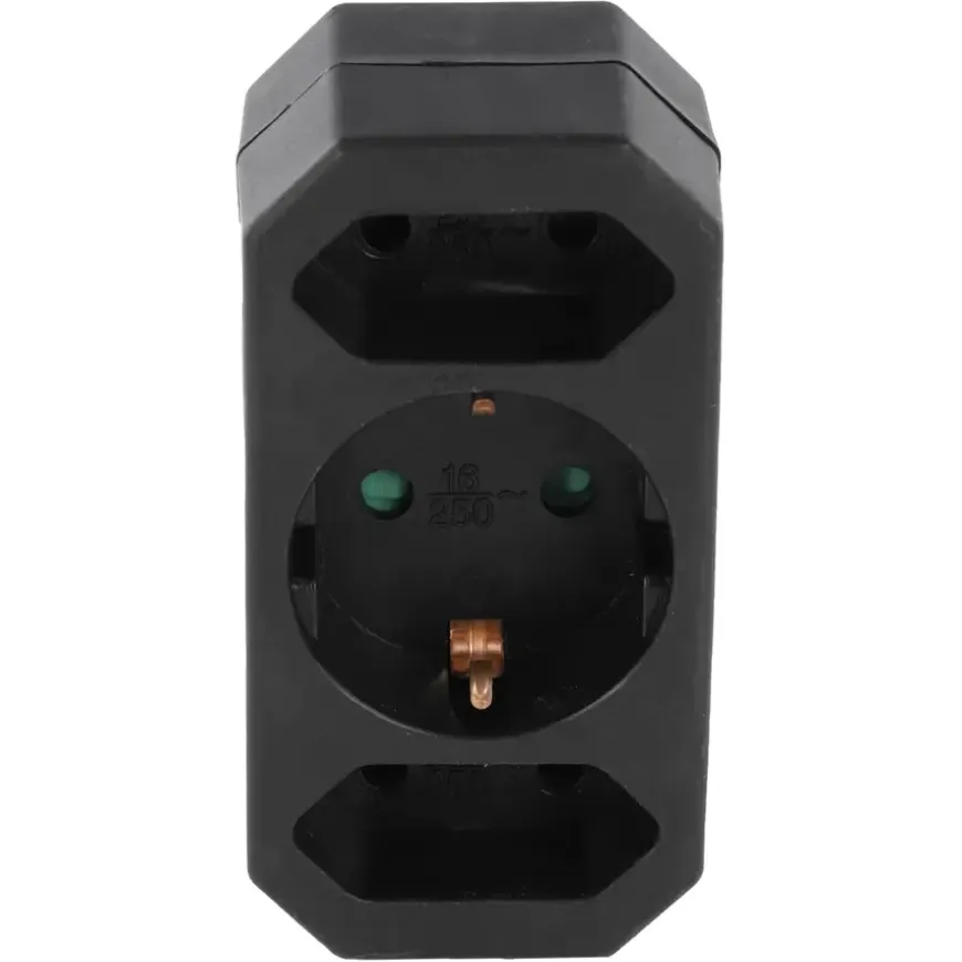 Verloopstekker 2x Euro + 1x RA Zwart