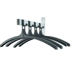V-part wandkapstok HIQ 4 incl. 4 hangers - aluminiumgrijs / zwart
