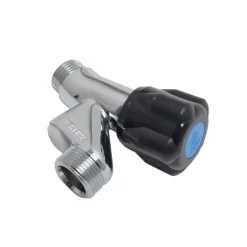 VSH Wasmachinekraan + Keerklep 1/2"M Knop Zwart