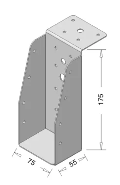 Waelbers balkdrager met lange lip 75 x 175 mm zwart