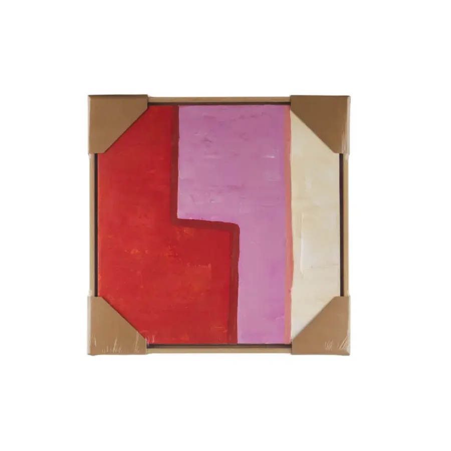 Geen Wanddecoratie rood roze crème 40x40x3.5cm