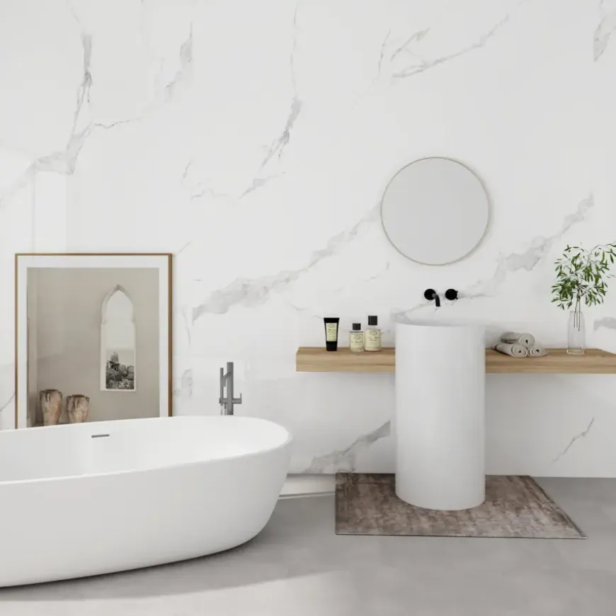 Wand/douche paneel kunststof Allora 260x90 cm wit marmer glans, dikte 5mm 2,34 m²