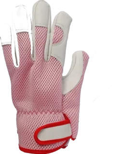 Werkhandschoenen roze leer S